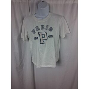 Sparkle & Fly Paris Shirt Girls Large 12 White Graphic Tee Top Cotton Casual